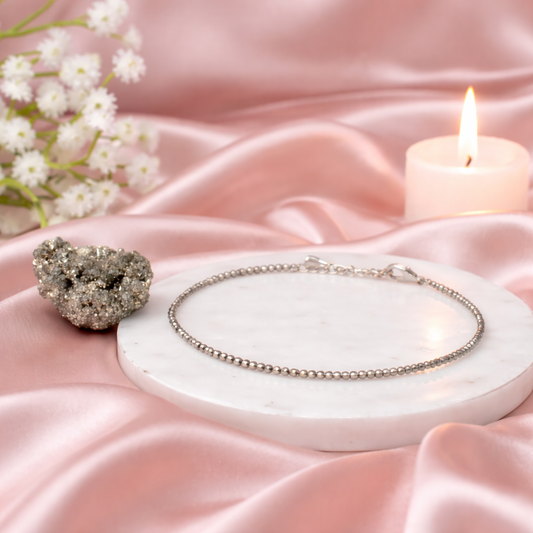 Raw Pyrite Anklet w/ Free Pyrite Stone + Selenite plate