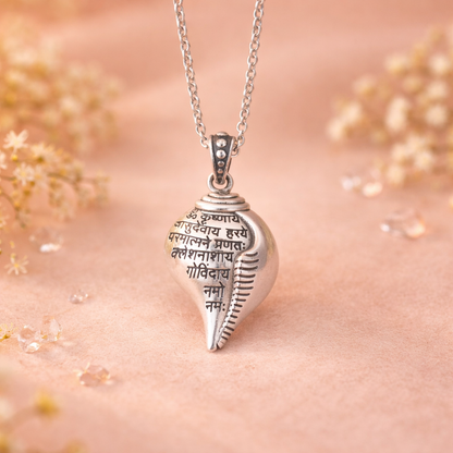 Shri Krishna Mantra Raksha Kavach Shankh (With Chain)