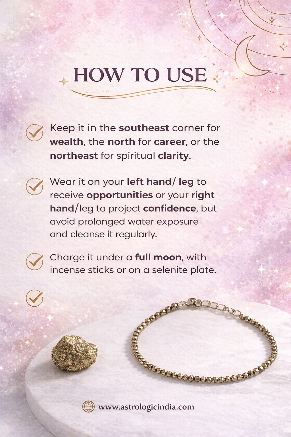 Raw Pyrite Anklet w/ Free Pyrite Stone + Selenite plate