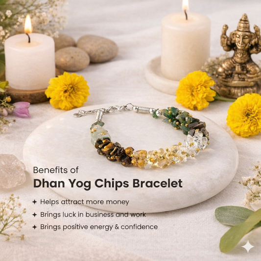 Dhan Sukh Chips Bracelet With Free Raw Selenite Plate