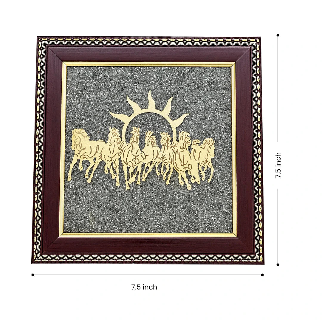 7 Horses Raw Pyrite Frame for Vastu & Prosperity