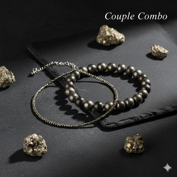 Raw Pyrite Anklet & Bracelet (Couple Combo)