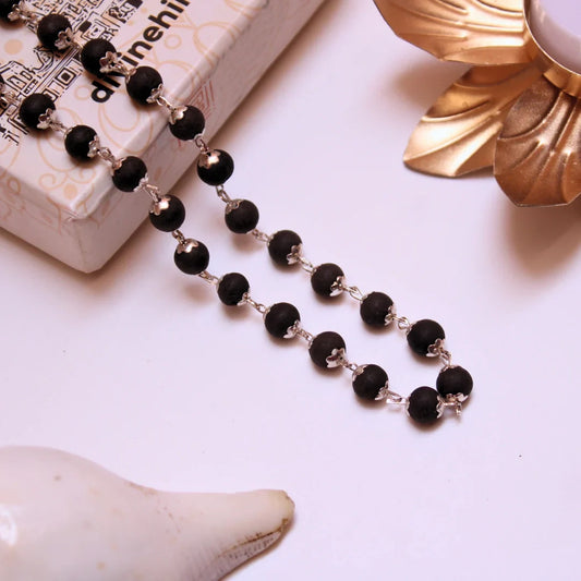 Karungali Malai Silver Cap Necklace