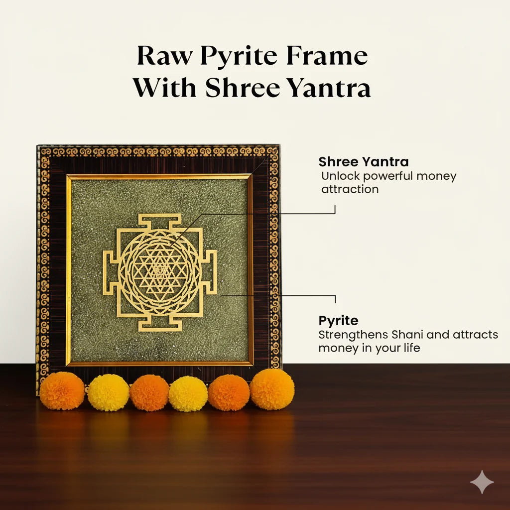 Siddh Shree Yantra on Raw Pyrite Frame