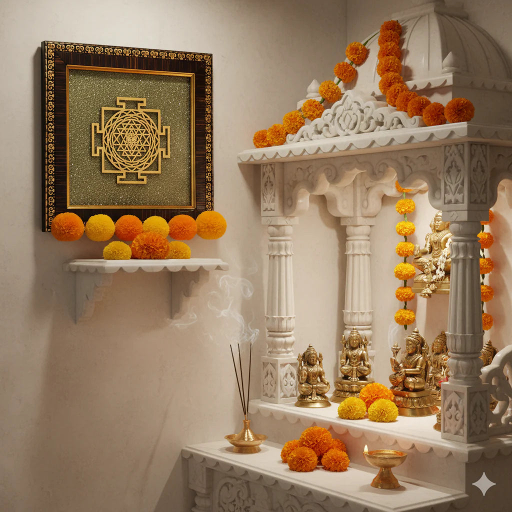 Siddh Shree Yantra on Raw Pyrite Frame