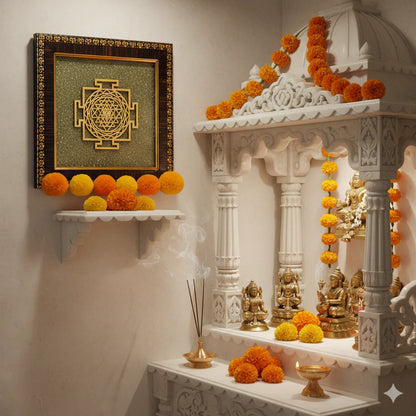 Siddh Shree Yantra on Raw Pyrite Frame