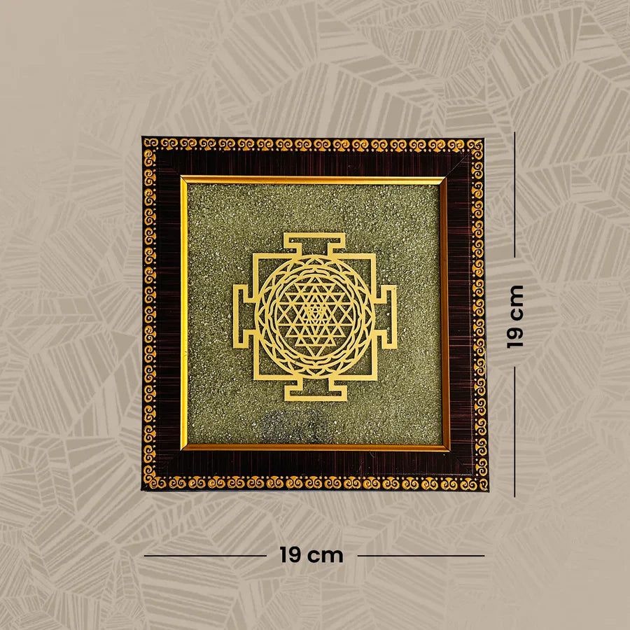Siddh Shree Yantra on Raw Pyrite Frame